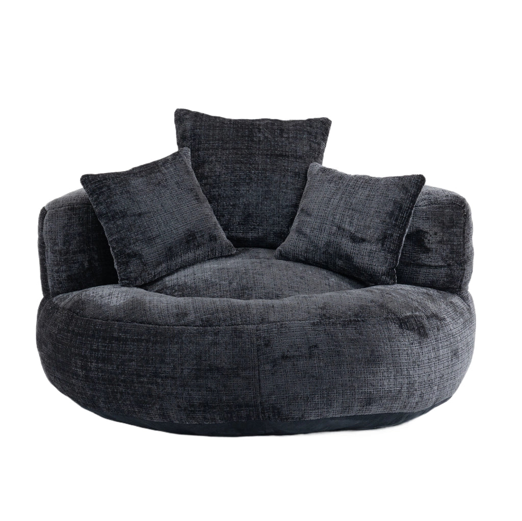 Poltrona sacco in ciniglia nera 108x108x52 cm