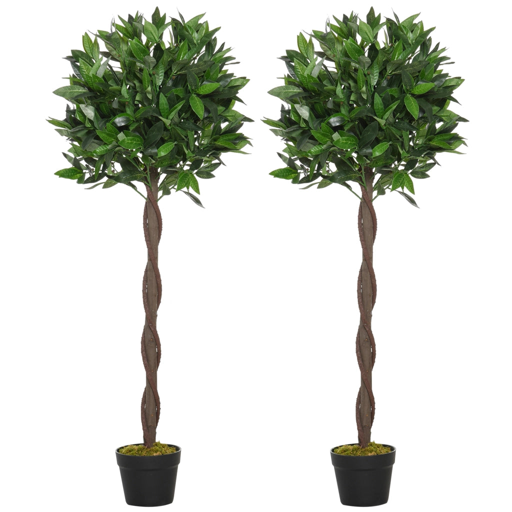 Lauriers artificiali topiari 1,20H ¨C zephmum ¨C 2 pezzi, vaso incluso, nero verde