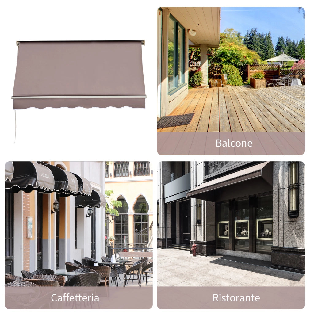 Easycomfort Tenda da Sole a Caduta con Rullo Avvolgibile e Angolazione Regolabile 0-120°, 180×70cm, Marrone
