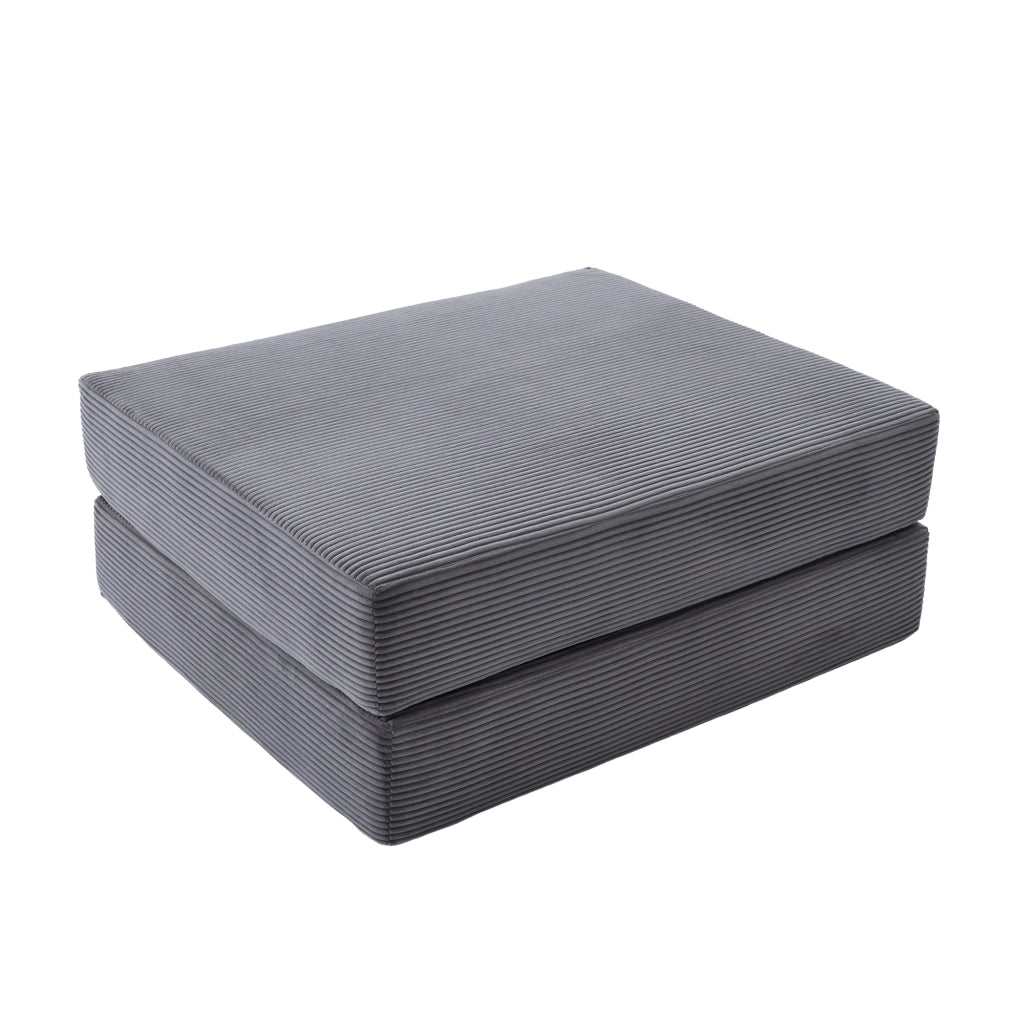 Poggiapiedi modulare con funzione letto in velluto a coste grigio scuro