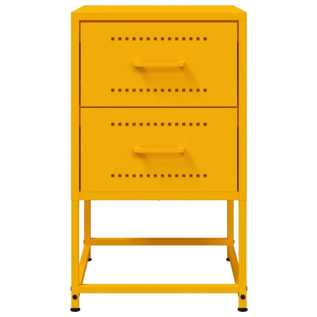 Comodino | Armadio da Notte | Mobiletto da notte Giallo Senape 36x39x60,5 cm in Acciaio