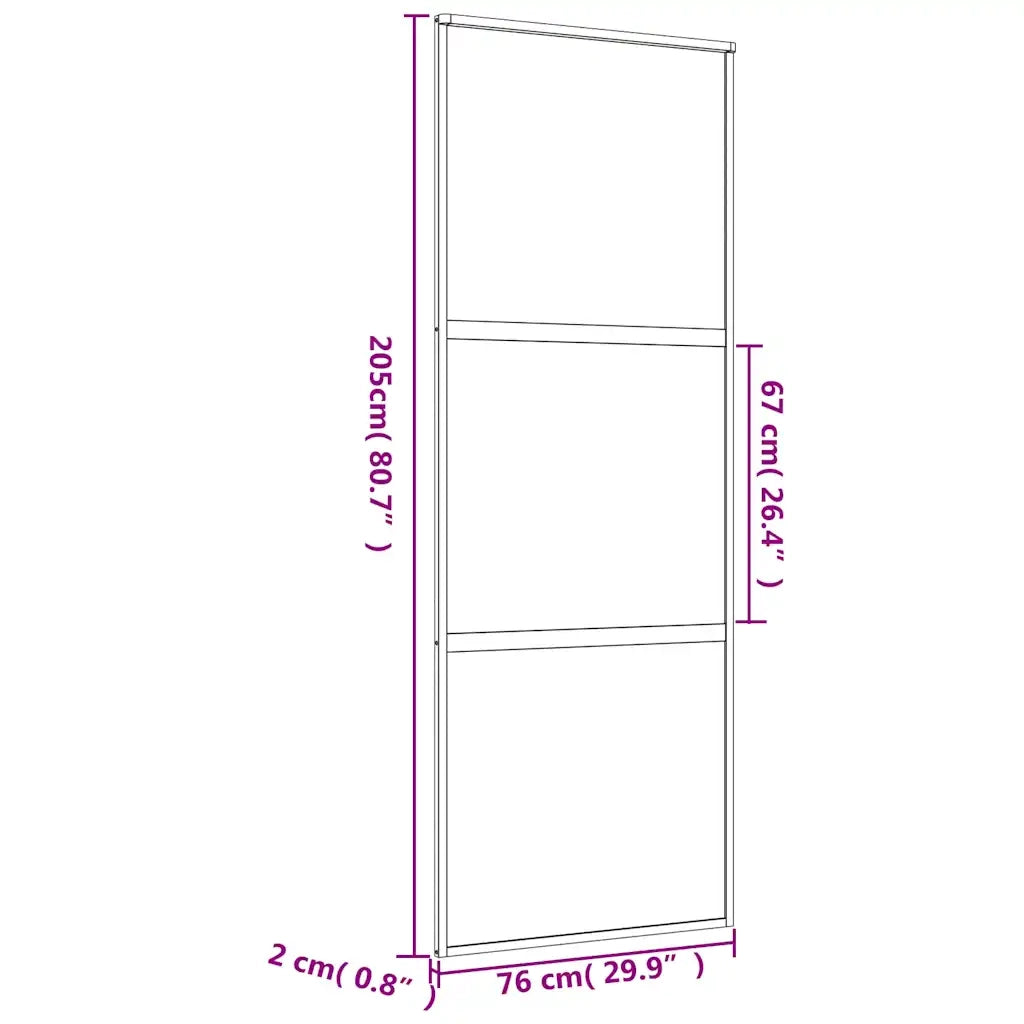 Porta Scorrevole Dorata 76x205 Vetro Trasparente ESG Alluminio 155148