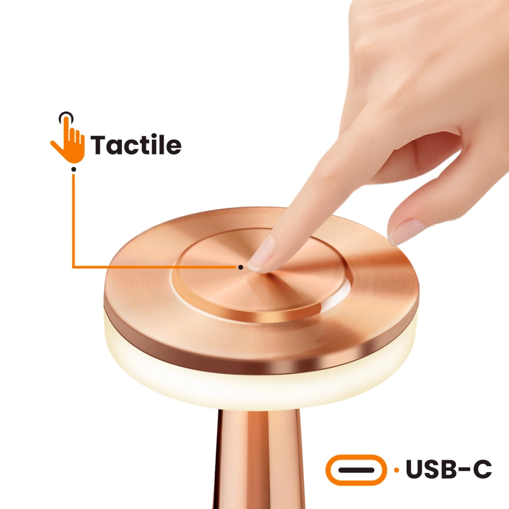 Lampada da tavolo a LED tattile senza fili con 3 intensità Regolabile Rosa champagne Max excell