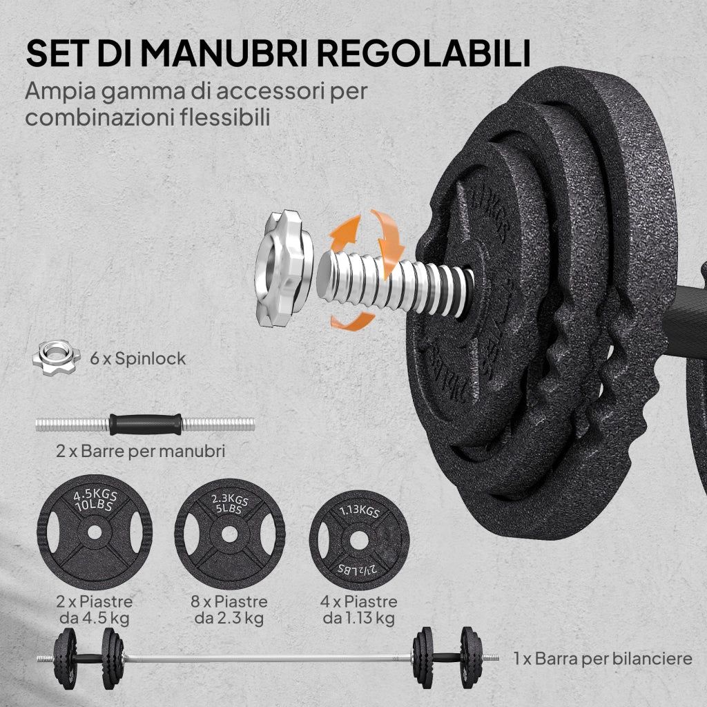 Set di Pesi per Palestra 2 in 1 ¨C zephmum ¨C Nero, Acciaio, 42 kg, 180x24x24 cm