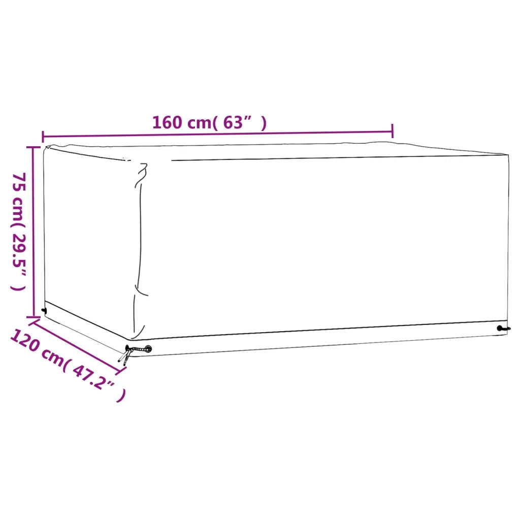 Copertura Mobili Giardino 8 Occhielli 160x120x75cm Rettangolare 319290