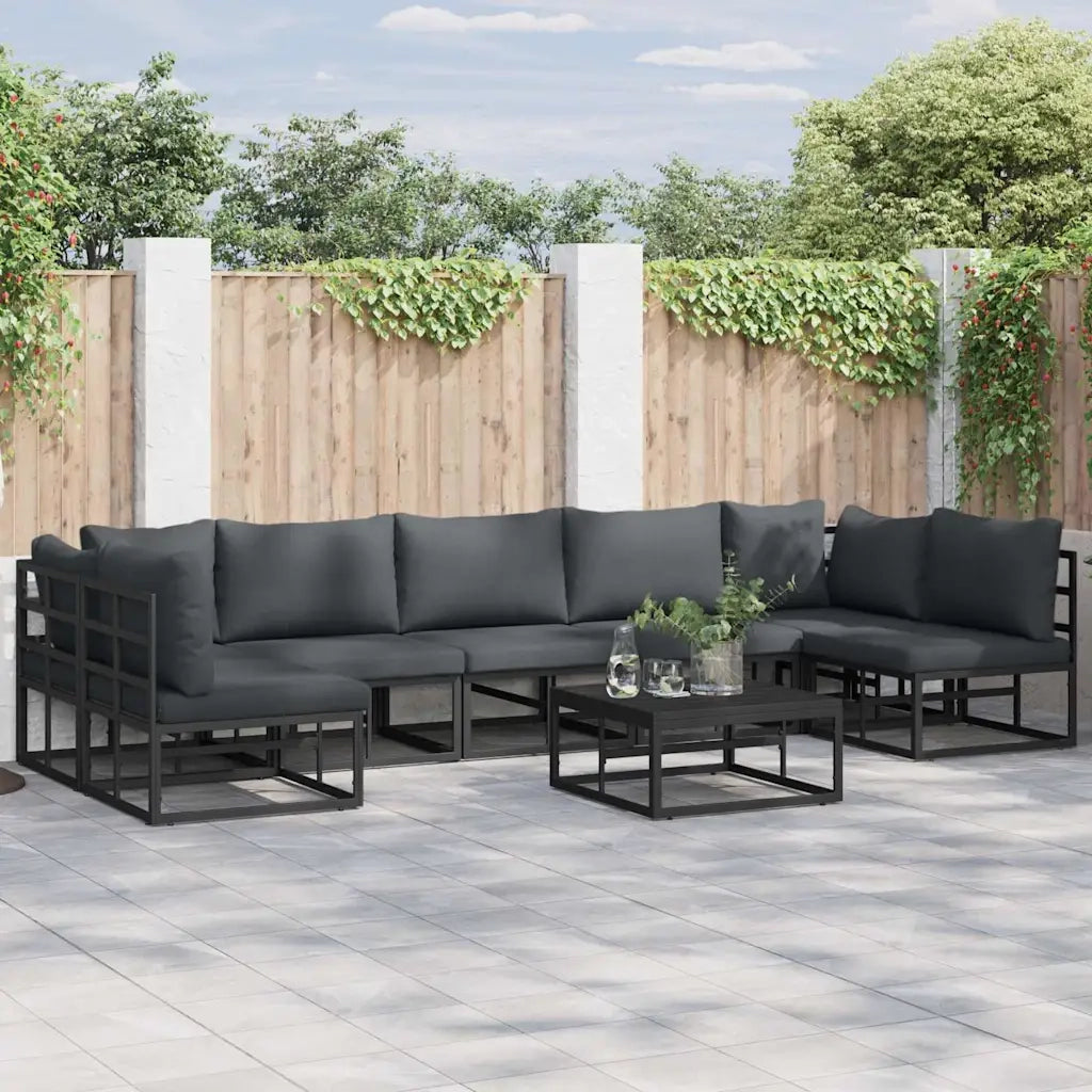vidaXL Set Divano da Giardino con cuscino 8 pcs Nero Alluminio