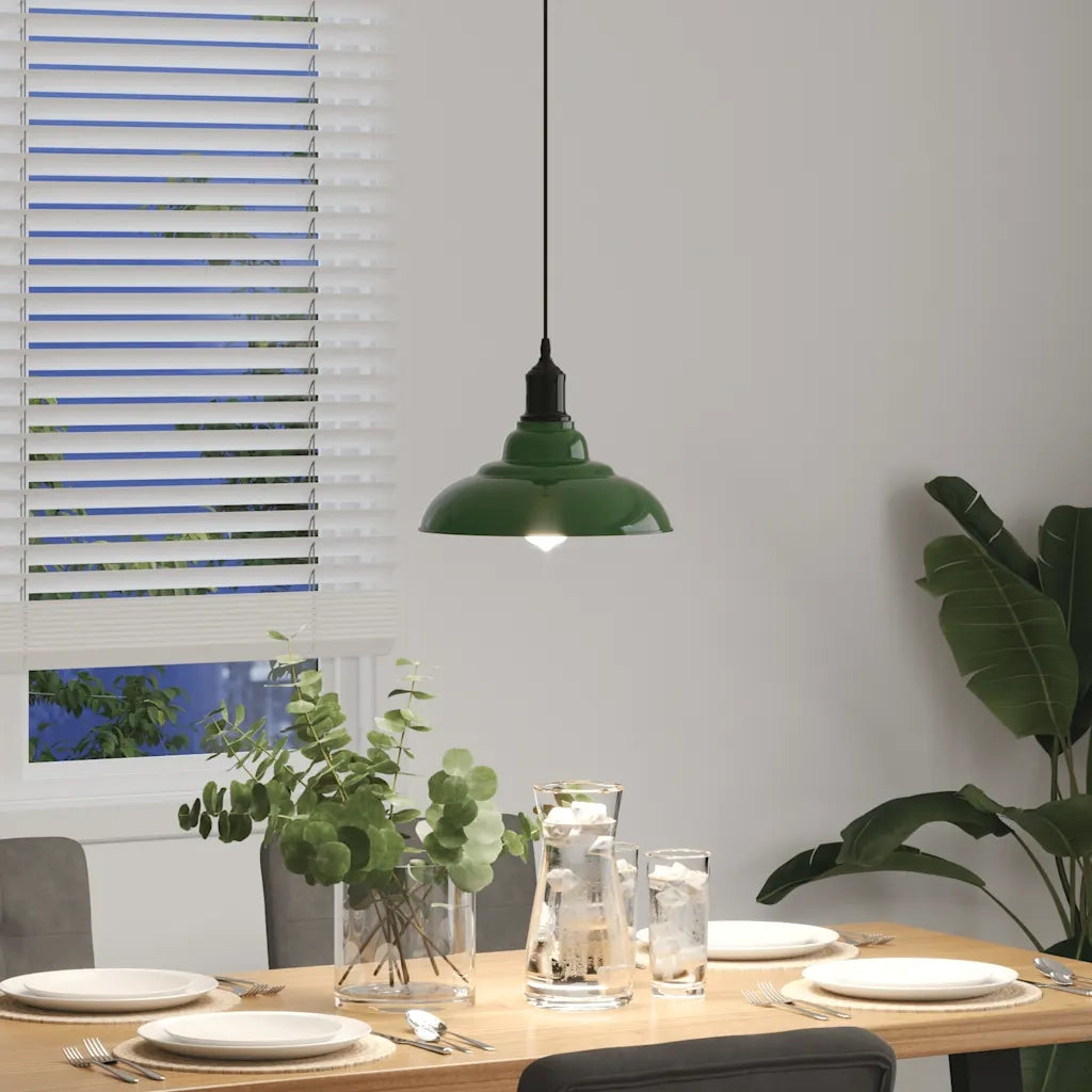 Lampada a Sospensione Regolabile E27 Verde Lucido Ø31cm Metallo 4103437