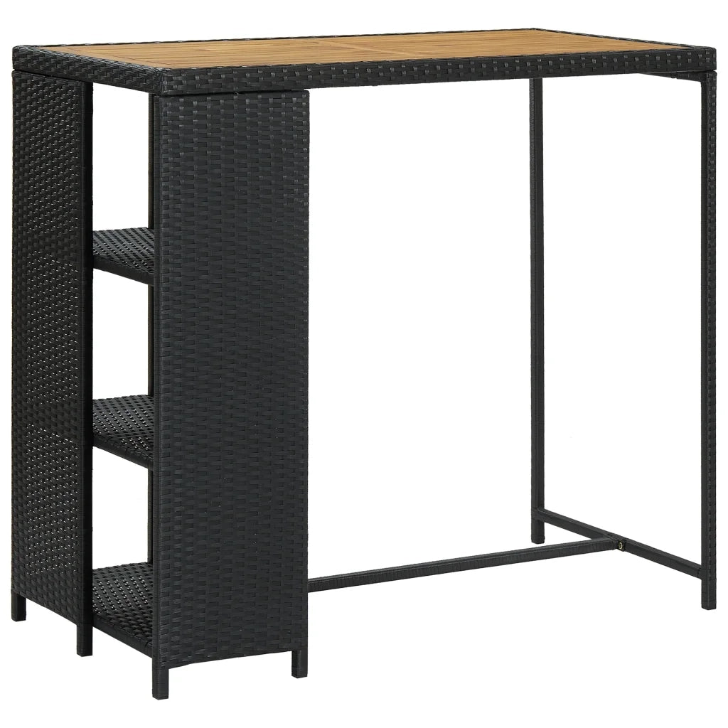 Set Bar da Giardino 3 pz con Cuscini in Polyrattan Nero