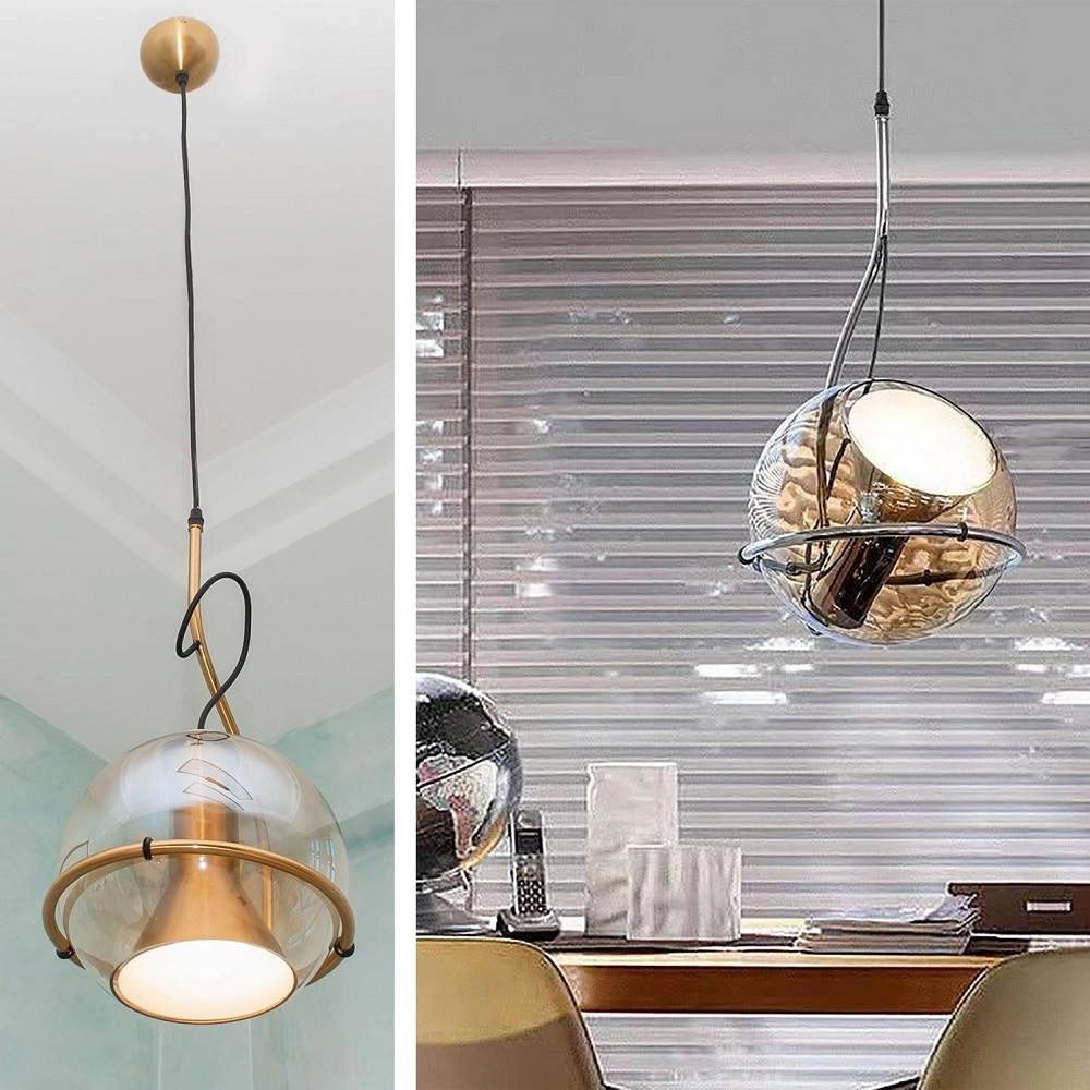 Trade Shop - Lampadario Sfera Vetro Pendente Globo E27 Lampada Orientabile Sospensione Lp-87 -