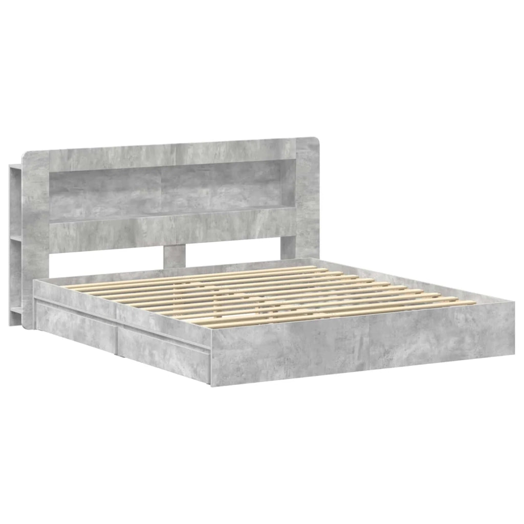Letto matrimoniale | Letto per adulti | Telaio del letto con storage Grigio Cemento 200 x 200 cm
