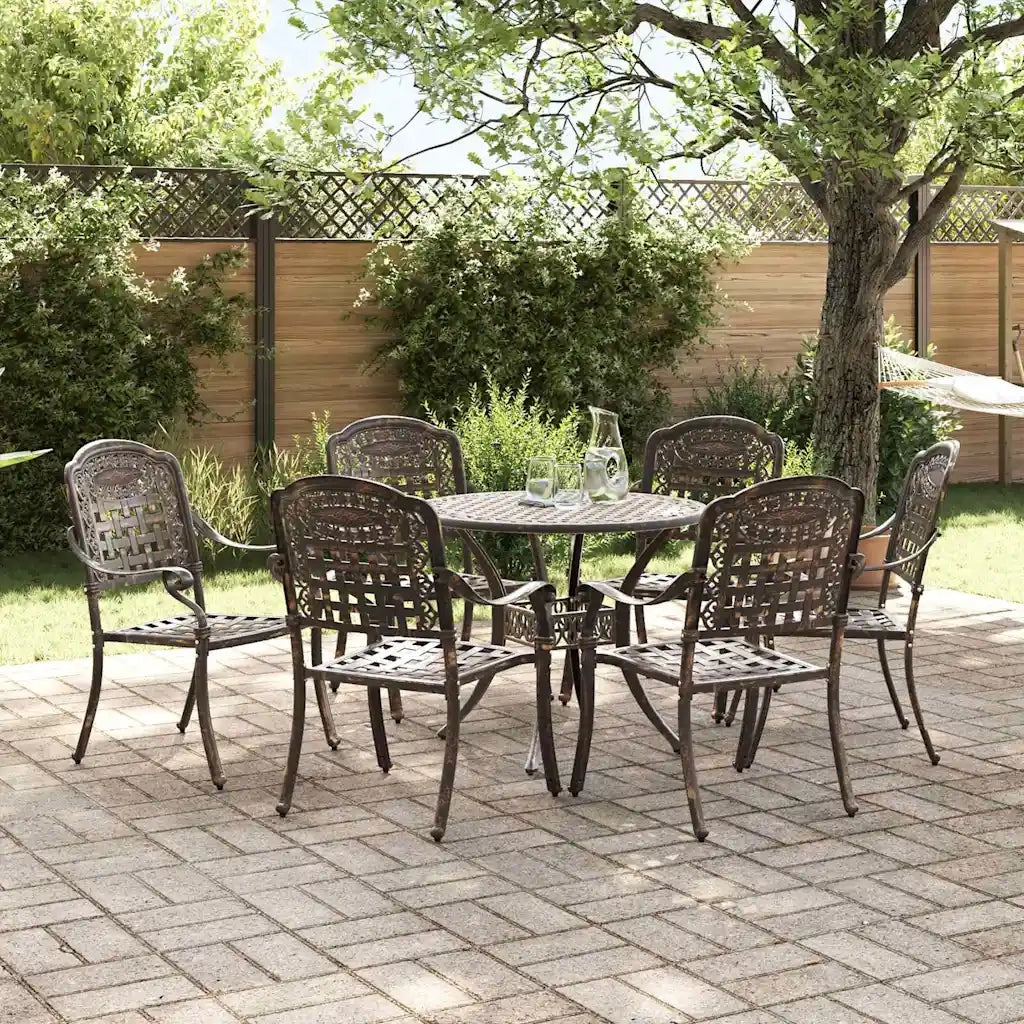 Set da Pranzo per Giardino 7 pcs Bronzo Alluminio 3334688