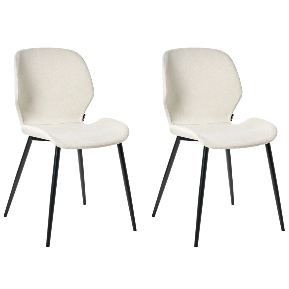 Set di 2 sedie da conferenza Tappezzeria in poliestere beige chiaro Gambe in ferro Arredo ufficio moderno