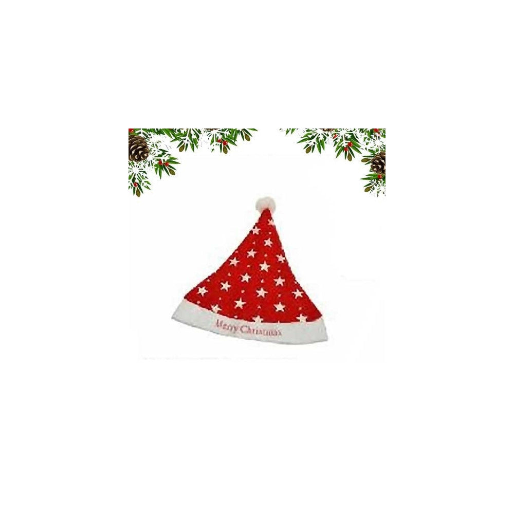 Trade Shop - Cappellino Cappello Di Babbo Natale Per Bambini Con Stelline Addobbi Natalizi -