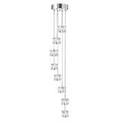 Lampadario Contemporaneo Ice Cube Acciaio Cromo Vetro Trasp Led 4875W 3000K