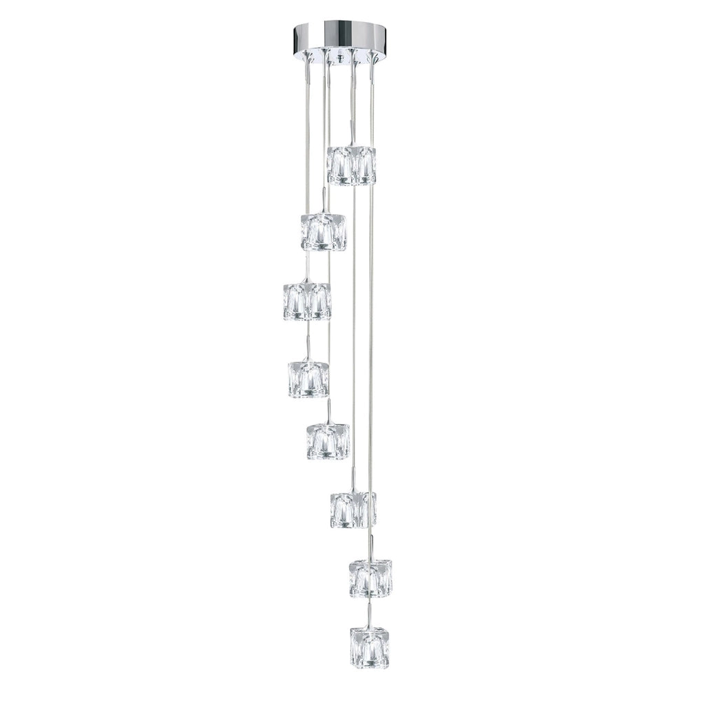 Lampadario Contemporaneo Ice Cube Acciaio Cromo Vetro Trasp Led 4875W 3000K