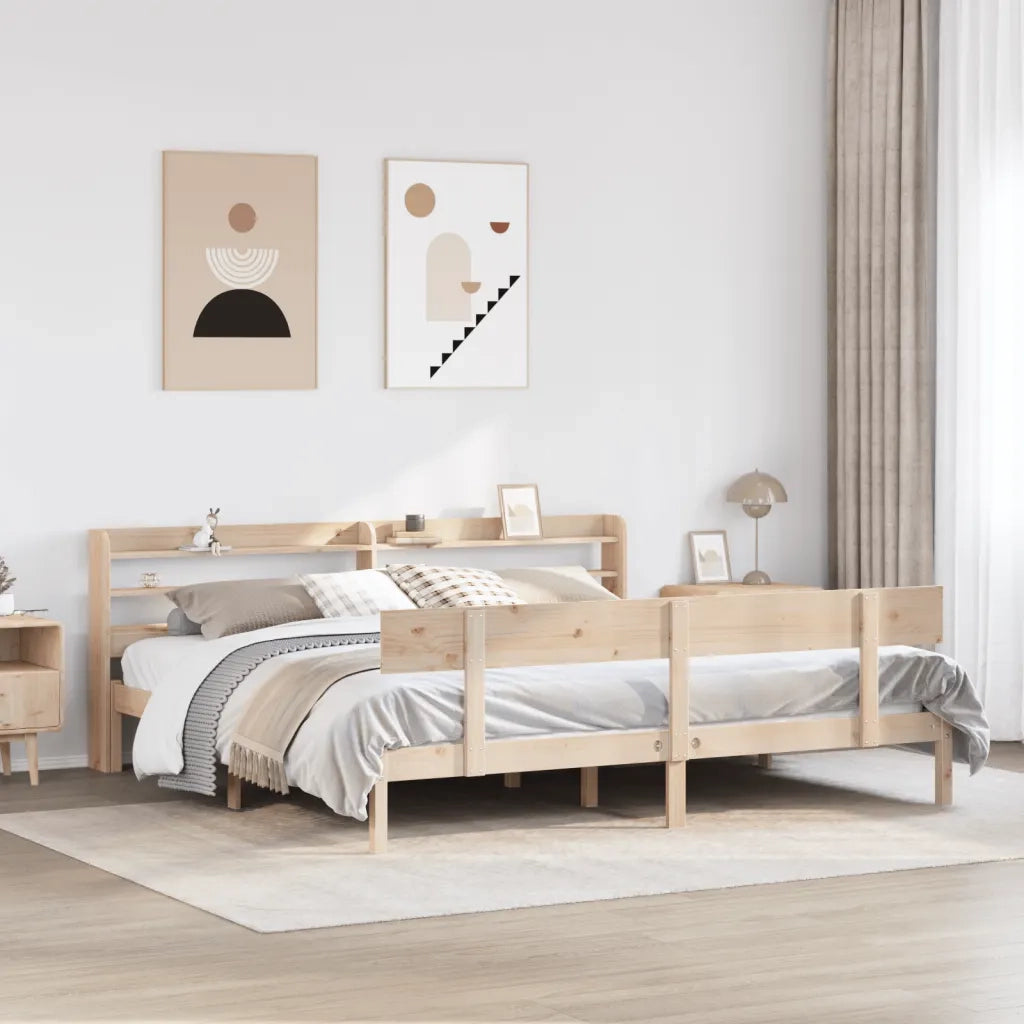 Letto senza Materasso-Struttura Letto 200x200 cm in Legno Massello di Pino 481782
