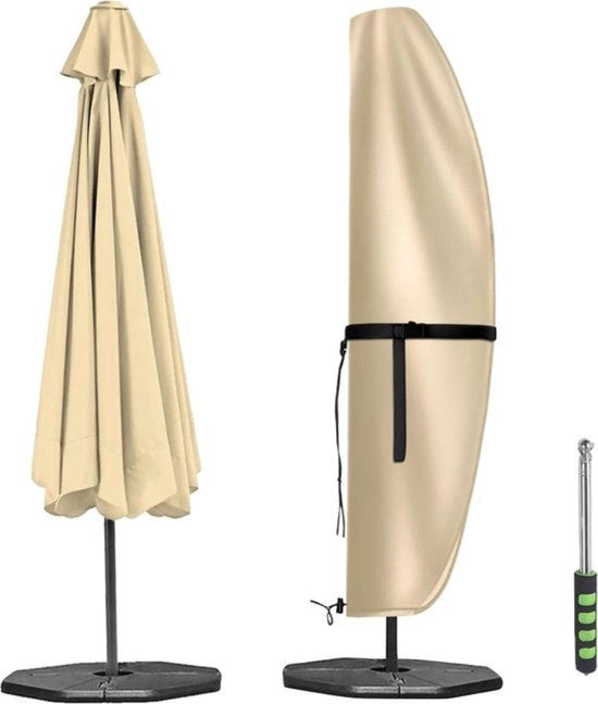 Copertura per ombrellone da giardino - beige - 265 x 40 x 70/50 cm - con maniglia laterale - terrazza - ombrellone da giardino copertura
