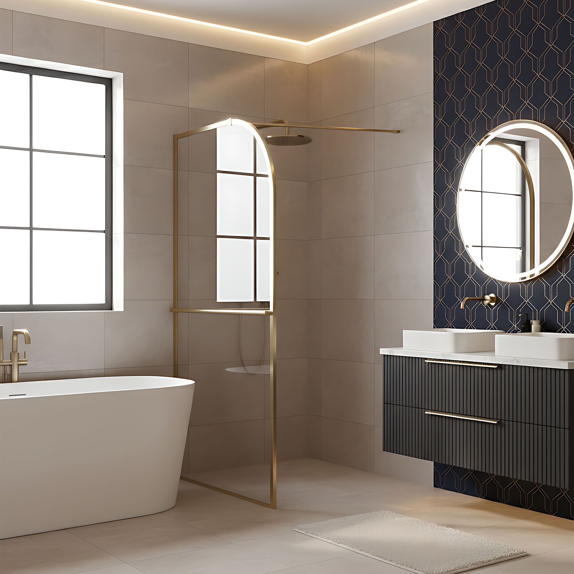 Parete Doccia Rea Sky Brush Gold 120