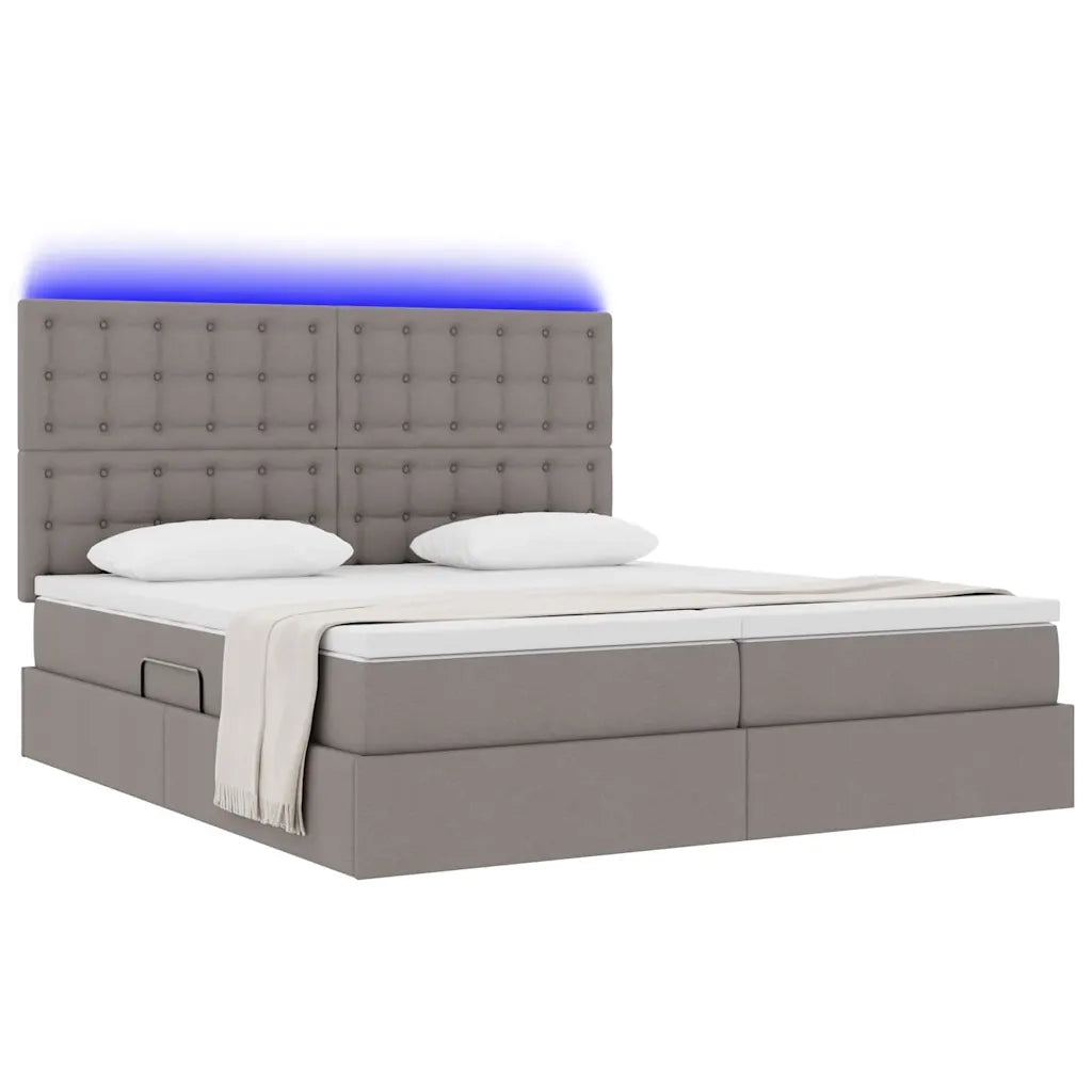 Letto con contenitore LED e materasso Tortora 200 x 200 cm