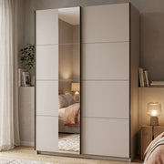 Armadio Camera da Letto Pasturo, Guardaroba Grande Appendiabiti, 145.5x217.5h cm Bianco Crema