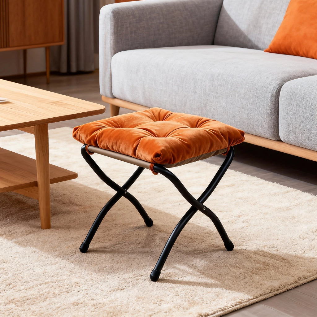 Poltrona Relax con Poggiapiedi e Braccioli ¨C MINIMAL ¨C Arancione, Tessuto, Soggiorno