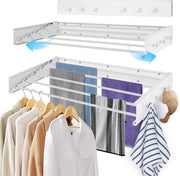 Droogrek per parete, 80 cm, Spaziale e Estendibile con 6 ganci per asciugamani, Droogrek per parete per interni ed esterni, Balcone, Terrazza (Bianco)