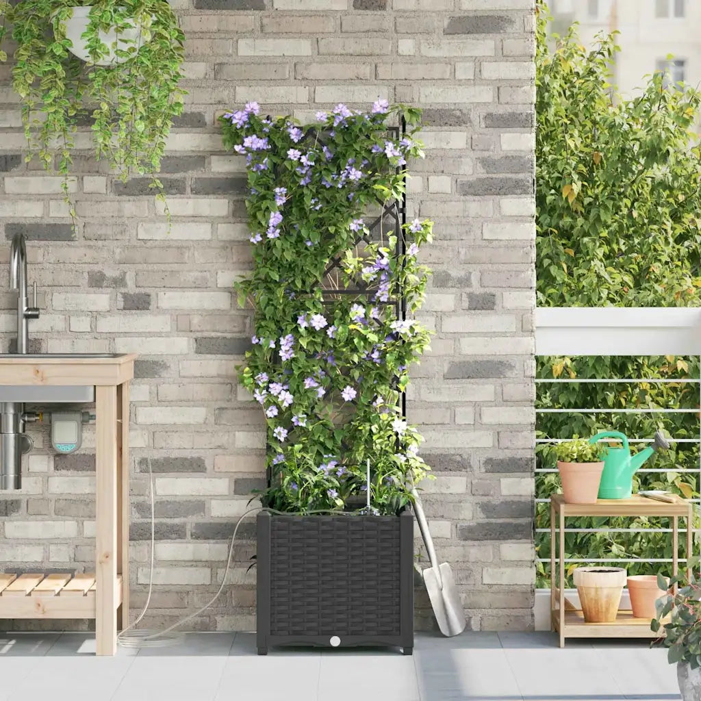 Vaso da giardino Nero 40 x 40 x 142 cm Plastica 42002849