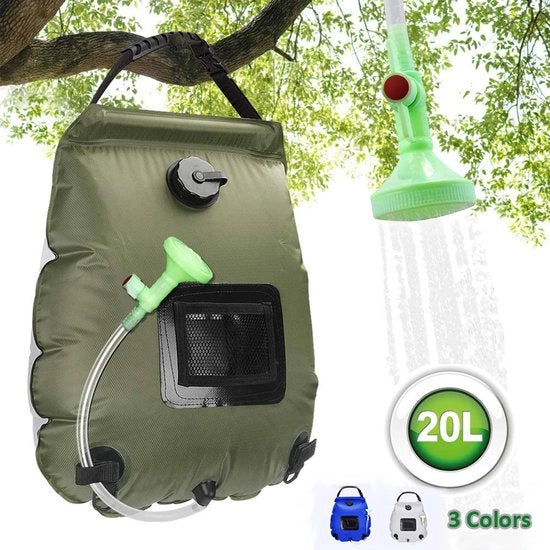 Zaino da 20L per Campeggio - Esterno - Camminata - Doccia Solare - Riscaldamento Doccia Campeggio - Arrampicata - Idratante - Sostegno - Testa Doccia Regolabile - Verde