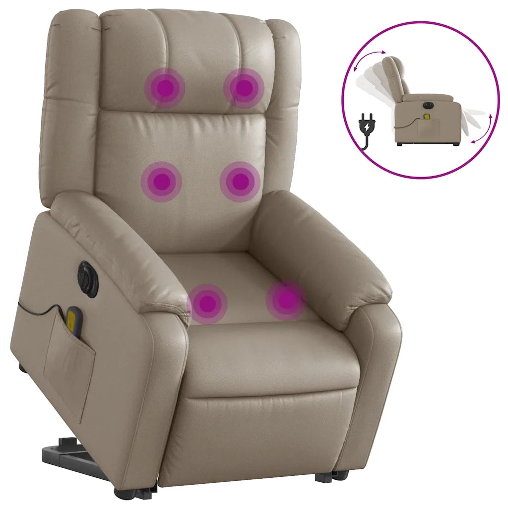 Poltrona Alzapersona Massaggio Elettrica Cappuccino Similpellecod mxl 109118