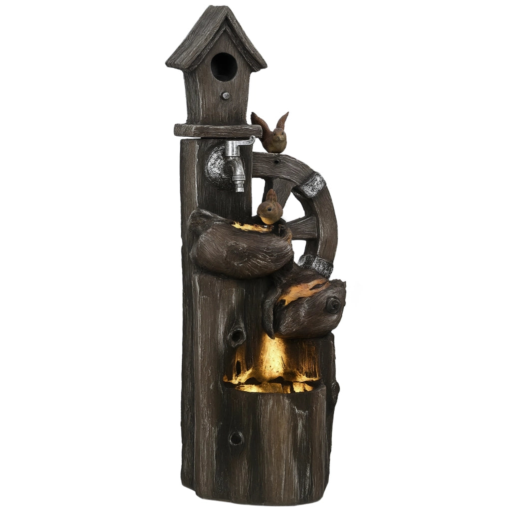 Fontana Cascata con Casetta Uccelli e Luci LED ¨C Zephmum ¨C Multicolore