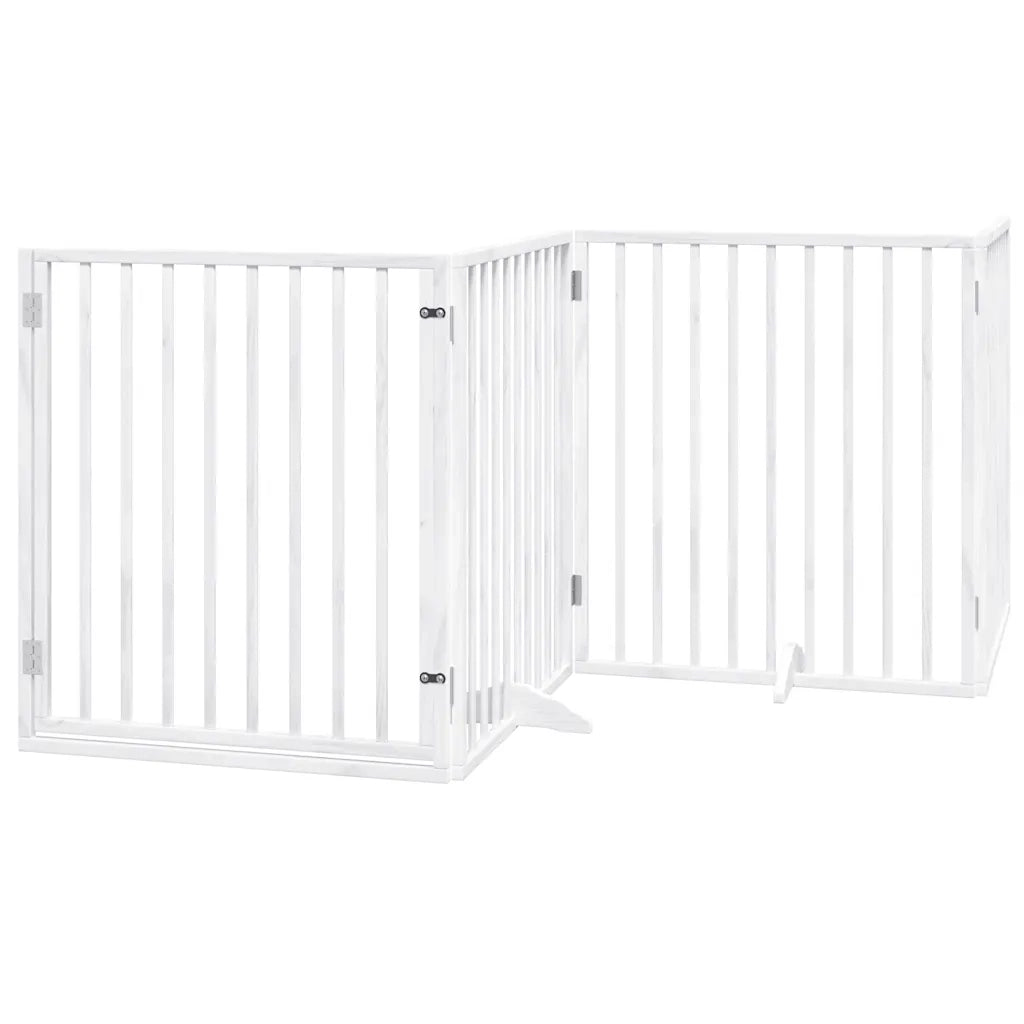 vidaXL Cancello Cani Porta Pieghevole Bianco 10 Pannelli 800 cm Pioppo