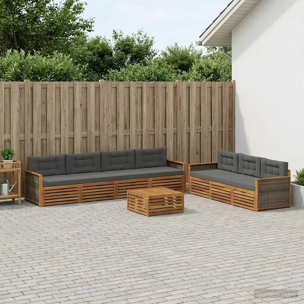 Set di divani da esterno con cuscino 8 pcs Naturale e Antracite 3383110