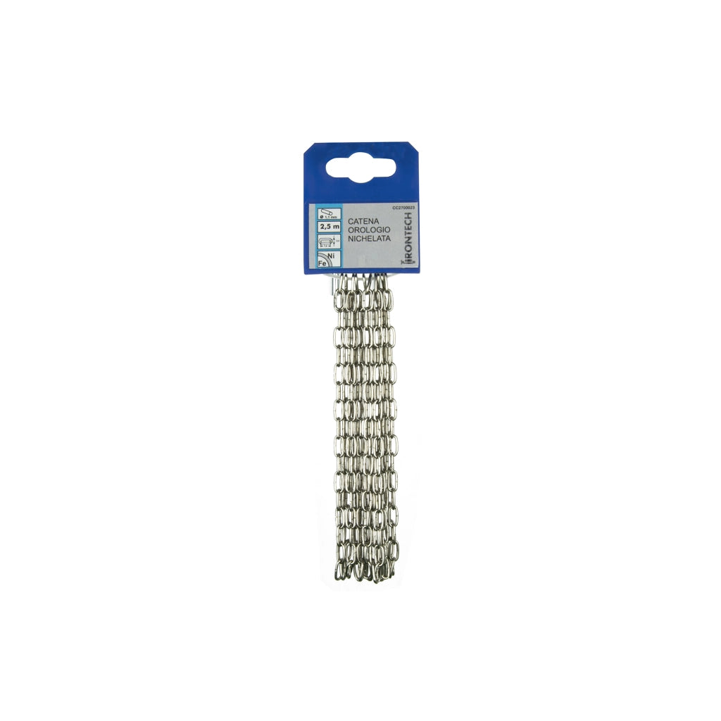 Catena orologio pretagliata Ã˜ 1,3 mm. in acciao nichelato 2,5 mt.