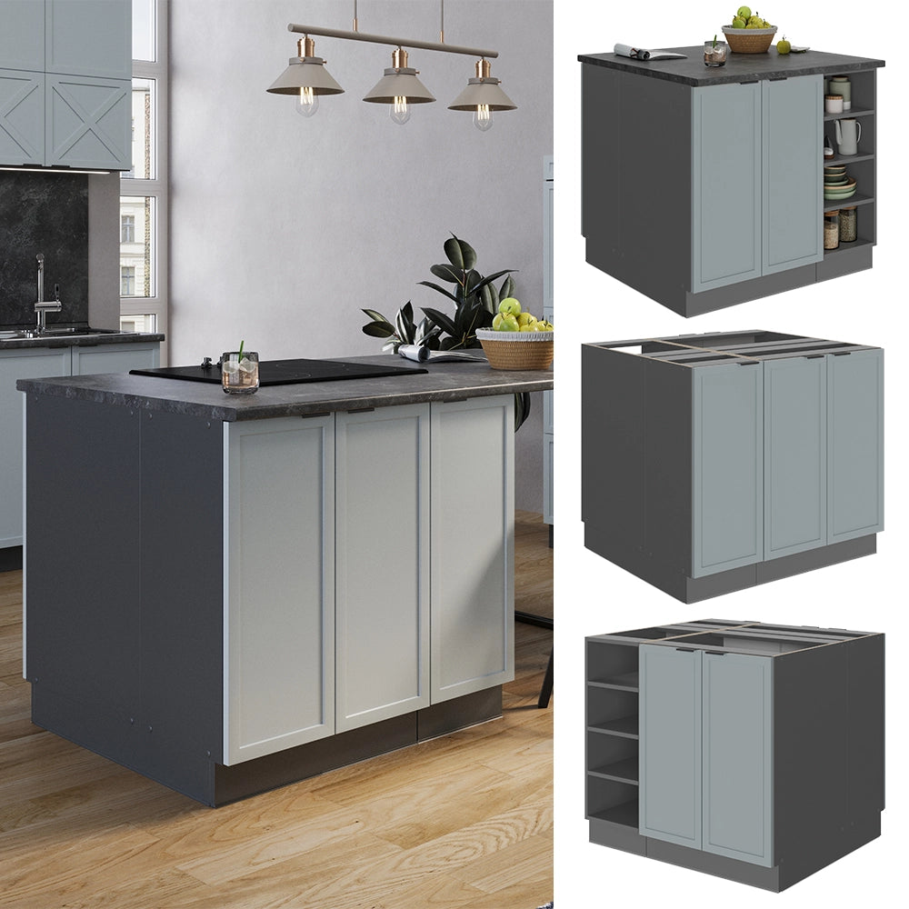 Isola cucina Fame-Line Blu-grigio chiaro/Antracite 90 cm senza piano di lavoro Vicco