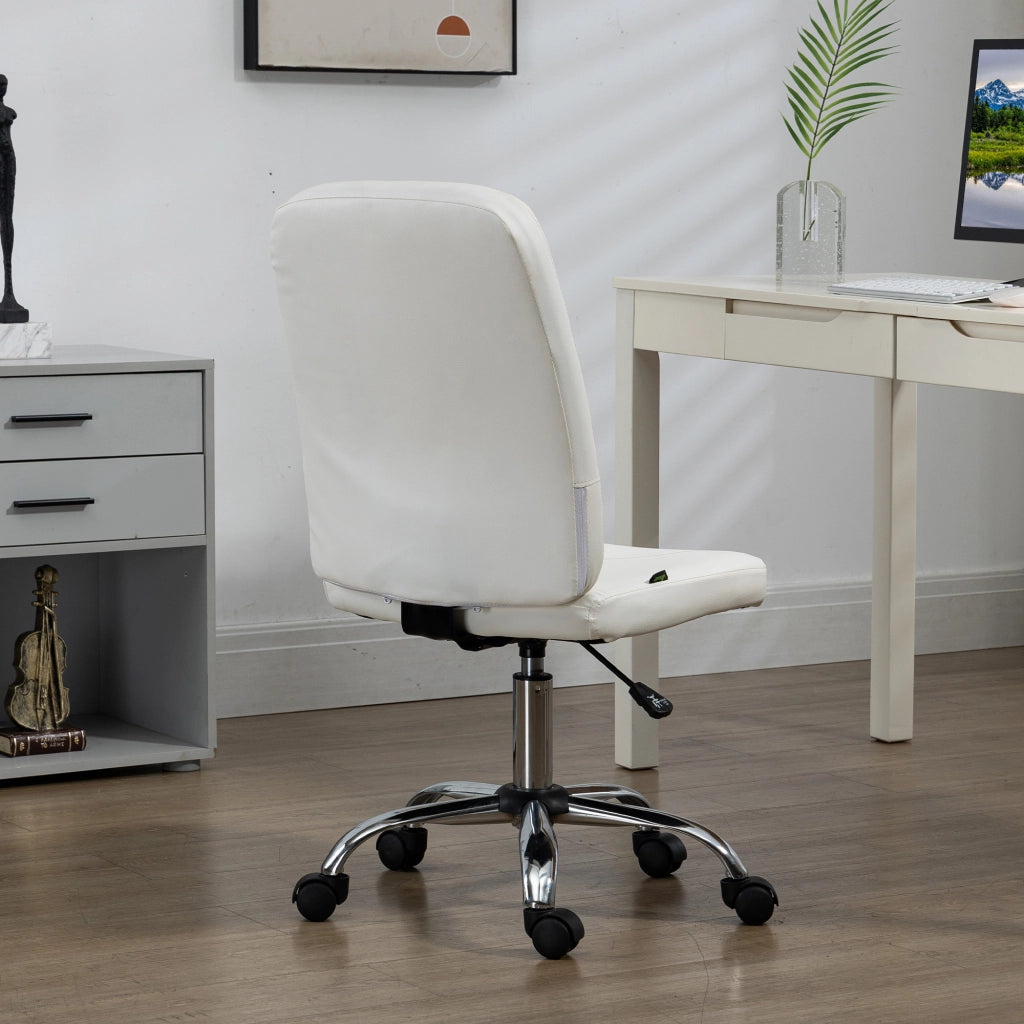 Sedia da Ufficio Girevole in Similpelle ¨C zephmum ¨C Bianco 45x59x90-100 cm