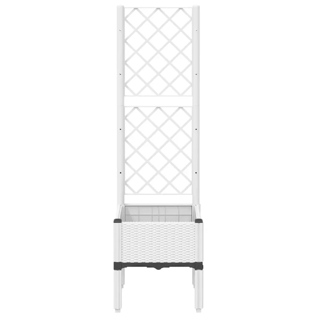 Fioriera | Cassetta per fiori | Vaso da Giardino con Traliccio Bianco 40x40x142 cm in PP
