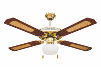 Ventilatore da Soffitto con 4 Pale e Lampada Ø130cm 3 Velocità  Kooper Windy Marrone