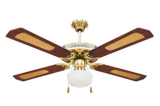 Ventilatore da Soffitto con 4 Pale e Lampada Ø130cm 3 Velocità  Kooper Windy Marrone