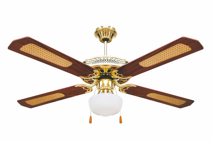 Ventilatore da Soffitto con 4 Pale e Lampada Ø130cm 3 Velocità  Kooper Windy Marrone