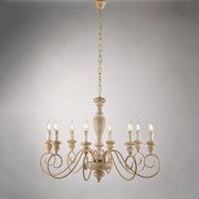 Lampadario in legno e ferro 8 luci Ø82 H.61