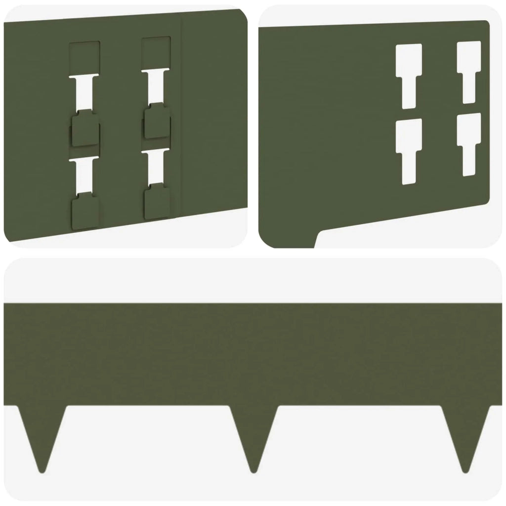 Bordura per Prato 10 pcs 100 x 15 cm Acciaio Verde Oliva 8008558