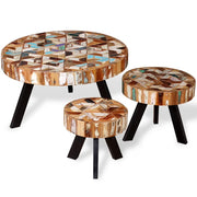 Set Tavolino da CaffÃ¨ 3 pz in Legno Massello Riciclato