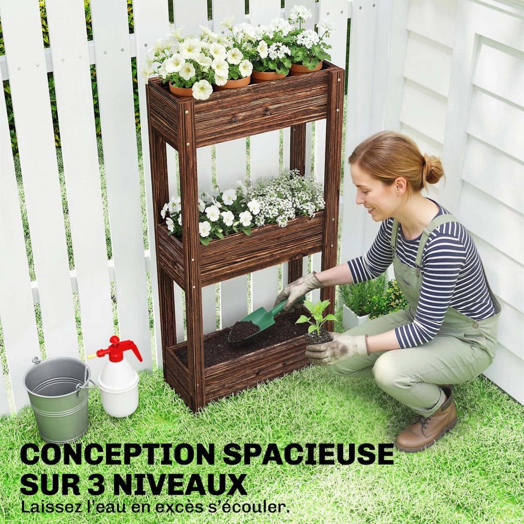 Fioriera da Giardino 3 Livelli ¨C zephmum ¨C 60x25x120 cm Marrone