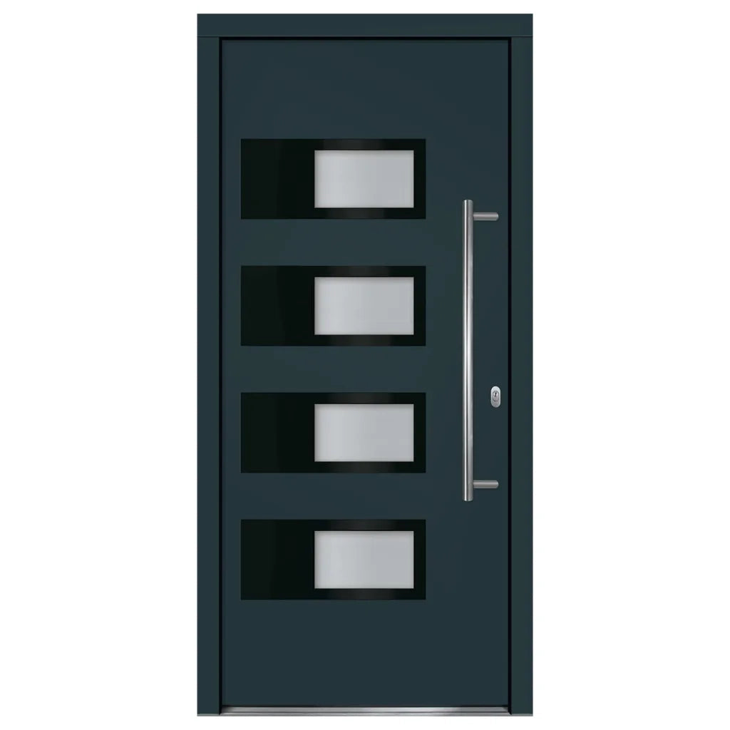 Porta Ingresso Antracite 100x210 cm in Alluminio e PVC 3157069