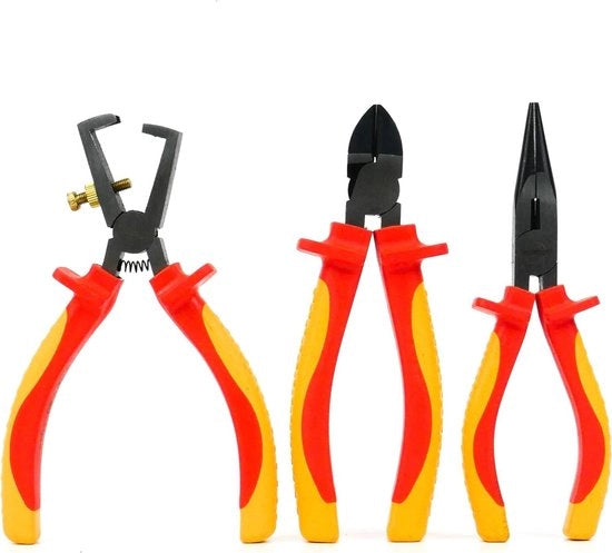Set di taglieri a forma di tangente - 3 pezzi composto da tagliatore di angolo VDE e tagliatore di punta a forma di tangente - isolato contro 1000 V