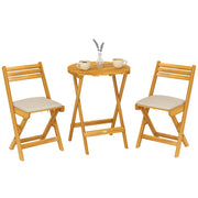 Set Giardino 3 Pezzi Legno FSC Pieghevole con Tavolo Rotondo 2 Sedie e Cuscini ¨C zephmum ¨C Grigio
