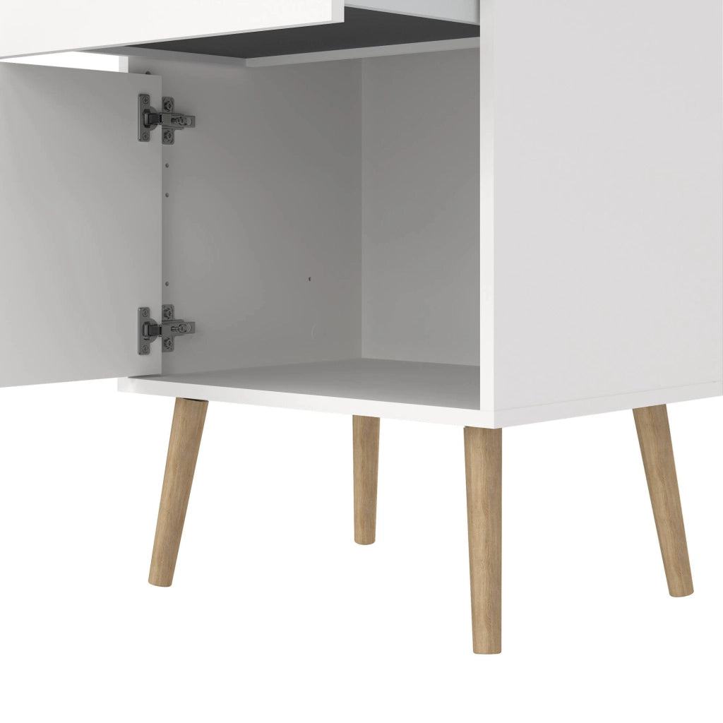 Comodino Antenati, Comò basso, Tavolino da notte, Mensola da letto, 50x39 h72 cm, Bianco