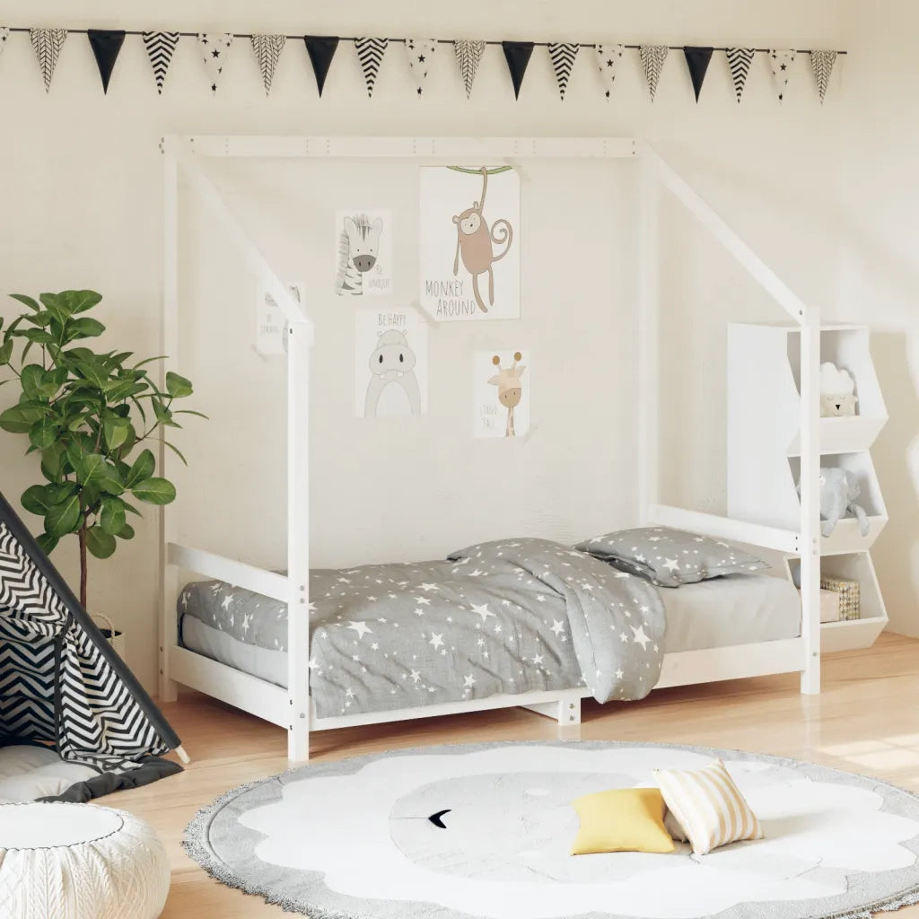 Giroletto per Bambini | Letto Infantile | Lettino Bianco 80x160cm in Legno Massello di Pino