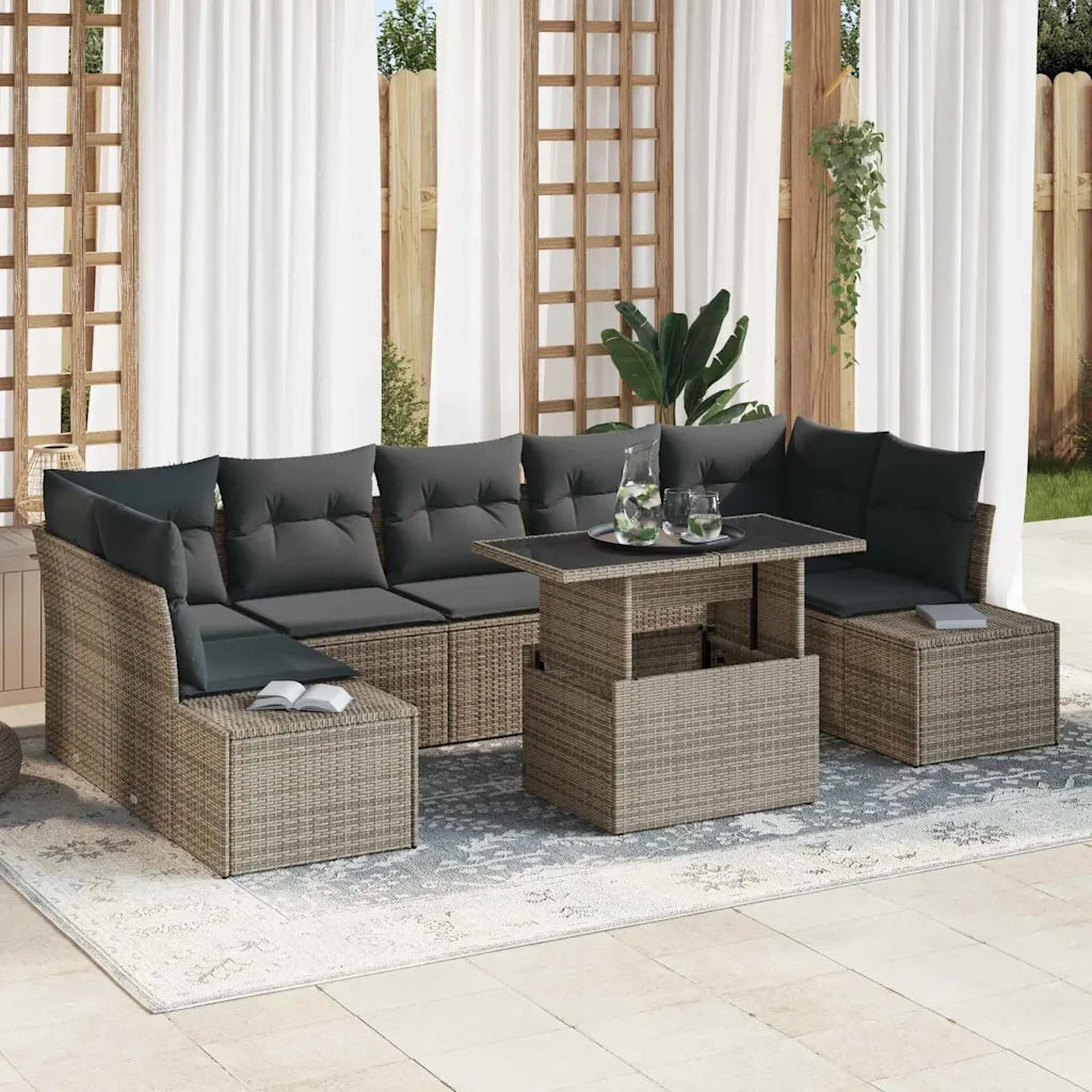 Set Divano da Giardino con cuscino 8 pcs Grigio