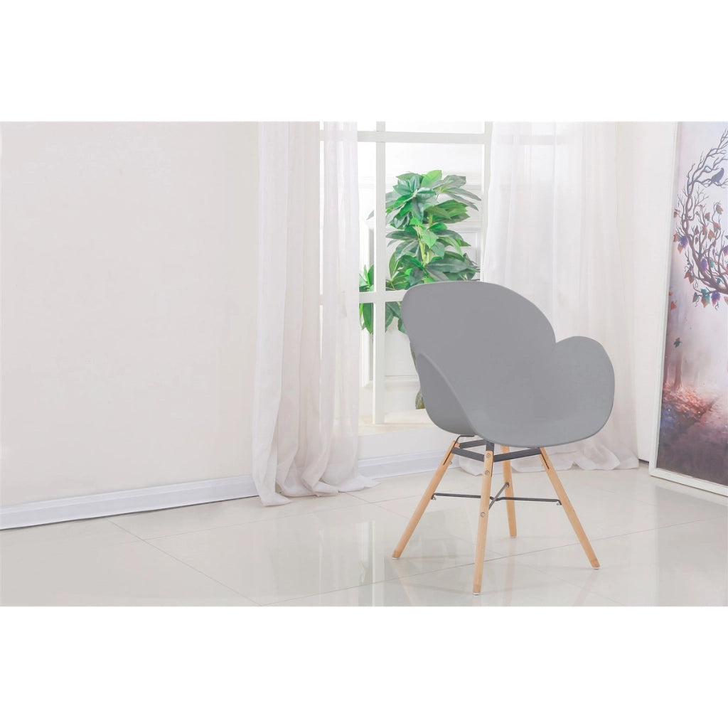 Set di 2 sedie Amalia in polipropilene grigio e legno